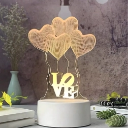 Lampe de nuit LED cœur Love illusion 3D sur USB