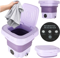 Mini machine à laver de voyage pliable 8 l violette