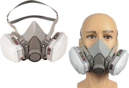Demi-masque anti-poussière avec protection pour peinture et deux filtres au carbone