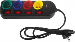 Multiprise parafoudre MACLEAN avec prolongateur, 4 prises avec interrupteurs et USB-A/USB-C, 1,5 m