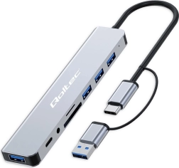HUB adaptateur 8-en-1 USB-C/USB avec prise en charge des cartes SD/TF et jack 3,5 mm