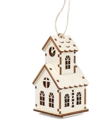 La magie du bois – petite maison moyenne : église avec petit clocher et bougie LED