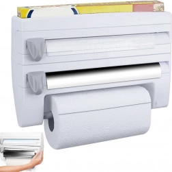 Organiseur mural de cuisine 4 en 1 pour films et essuie-tout avec étagère