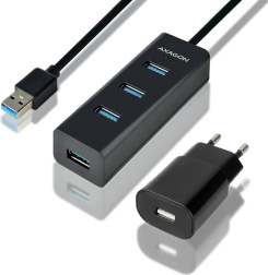 HUE-S2BP répartiteur de charge USB 3.2 Gen 1 à 4 ports, câble 1,2 m, adaptateur secteur