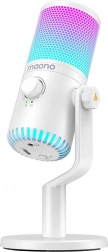 microphone de jeu maono dm30 rgb – microphone usb blanc avec rétroéclairage rgb