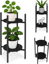 Étagère à plantes en métal à deux niveaux ModernHome – support noir minimaliste pour appartement et bureau