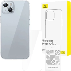 Coque transparente pour iPhone 15 avec verre trempé de Baseus