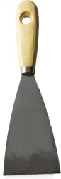 Spatule inox à lame cunéiforme 60 mm avec manche en bois
