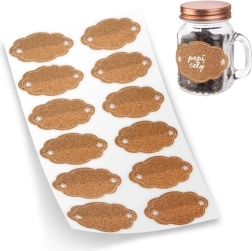 Étiquettes en liège autocollantes pour bocaux, 12 pcs
