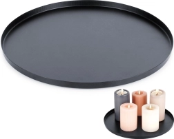 Sous-plat en métal noir pour bougies et décorations 30 cm