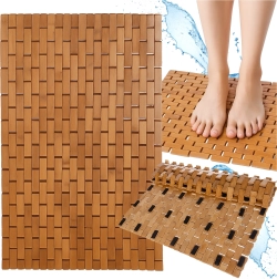 Tapis de bain en bambou antidérapant RUHHY 80 × 50 cm