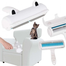 Rouleau réutilisable anti-poils d’animaux pour vêtements et tissus d’ameublement, blanc/bleu