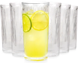 Ensemble de verres 320 ml, 6 pcs – verre rainuré pour boissons