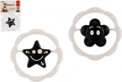 hochet et anneau de dentition en plastique, rond 12 cm, noir et blanc, dès 0 mois