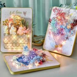 Kit créatif string art avec lumière LED 21 × 30 cm – sac à main avec fleurs