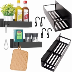 Étagère magnétique pour réfrigérateur et machine à laver pour épices avec crochets, lot de 2
