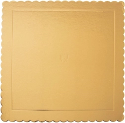 Sous-plat carré doré pour gâteau 34 × 34 cm