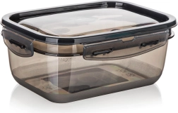 Boîte CADENZA rectangulaire 1 l avec fermeture à clip, plastique translucide fumé