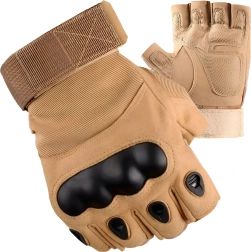 Gants tactiques sans doigts – gants résistants avec protection dure des articulations, taille L, marron