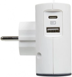 Multiprise 2x 2P + USB blanc/noir