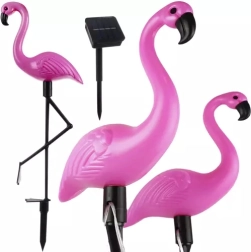 Éclairage de jardin solaire flamant rose - set de 3 pièces