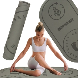 Tapis de fitness pour le yoga et le saut, gris, 125x61,5x0,6 cm