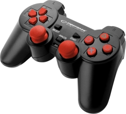 manette filaire pour PS3 et PC avec vibrations – noir‑rouge