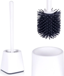 Brosse WC en silicone avec support blanc