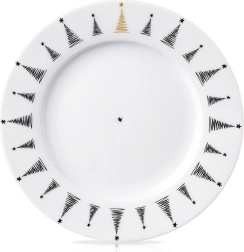 Assiette à dessert en porcelaine motif sapins 20 cm