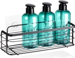 Étagère de douche adhésive en métal Vilde, noire