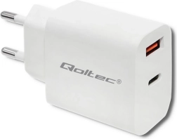 Chargeur secteur 18W USB‑C PD et QC 3.0 Blanc