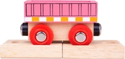 Wagon rose BIGJIGS RAIL avec attelages magnétiques et 2 rails en bois