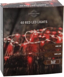 Guirlande lumineuse 40 LED, rouge, 2 m, à piles