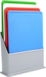 Planches à découper en plastique avec support 20,5 × 15 cm, lot de 4