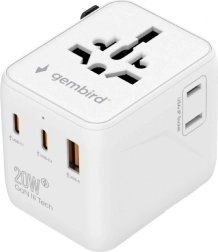 Adaptateur de voyage universel et chargeur 20 W avec GaN