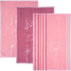 Torchons de cuisine en coton Maki roses 70 × 50 cm - 3 pièces