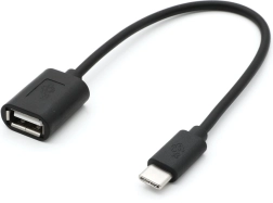 Câble OTG USB‑C vers USB‑A, 15 cm, noir