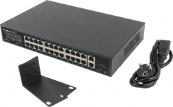 Switch LANBERG Gigabit PoE+ 24 ports avec 2xGB et 2xSFP pour rack 19''