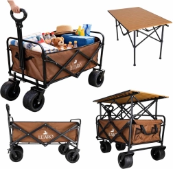 Chariot de transport pliable LUARO 2-en-1 avec table