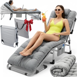 Lit de camp pliant et transat de jardin ChillWell Dream – gris
