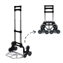 Diable pliable en aluminium pour escaliers, à six roues, capacité de charge de 35/70 kg