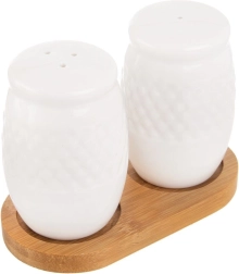 Salière et poivrière en porcelaine avec support WHITELINE, set 3 pièces