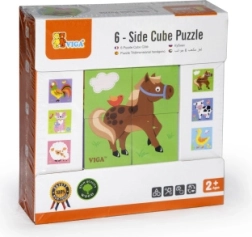 VIGA puzzle en cubes en bois ferme – 4 cubes