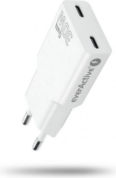 Chargeur secteur everActive GaN super slim 30 W avec 2× USB‑C