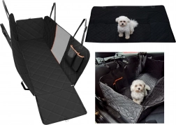 Housse de voiture matelassée imperméable pour chien avec côtés relevables et fenêtre en maille