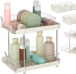 Organisateur acrylique à deux niveaux avec étagères coulissantes et séparateurs