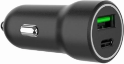 Chargeur de voiture noir USB-A/USB-C 20W PD
