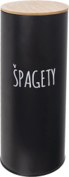 Boîte à spaghetti en métal avec couvercle en bambou, noire, diamètre 11 cm (CZ/SK)
