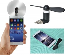 Mini ventilateur pour téléphone 2-en-1 USB/microUSB – noir