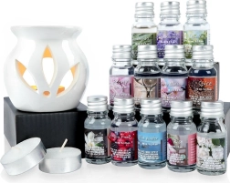 Lampe aromatique avec huiles parfumées – coffret cadeau 15 pièces